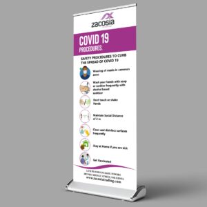 Roll up banner with a broad base
