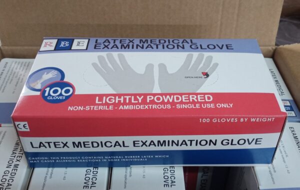 Lightly powdered RBE latex examination glove kenya east africa Nairobi Kenya Mombasa kisumu Kampala eldoret