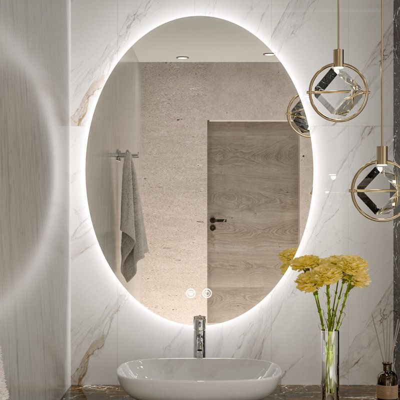 Backlit Oval LED Mirror Kenya, Oval LED Bathroom Mirror, Lighted Bathroom Mirror Kenya, Bathroom Mirror with LED Lights, Modern Bathroom Mirror Kenya, Suitable Homes Mirrors, LED Mirror Installation Kenya