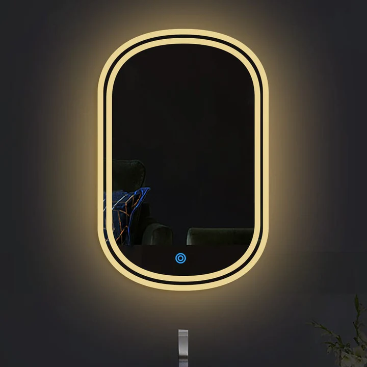 Modern Round Mirror with Ambient Lighting