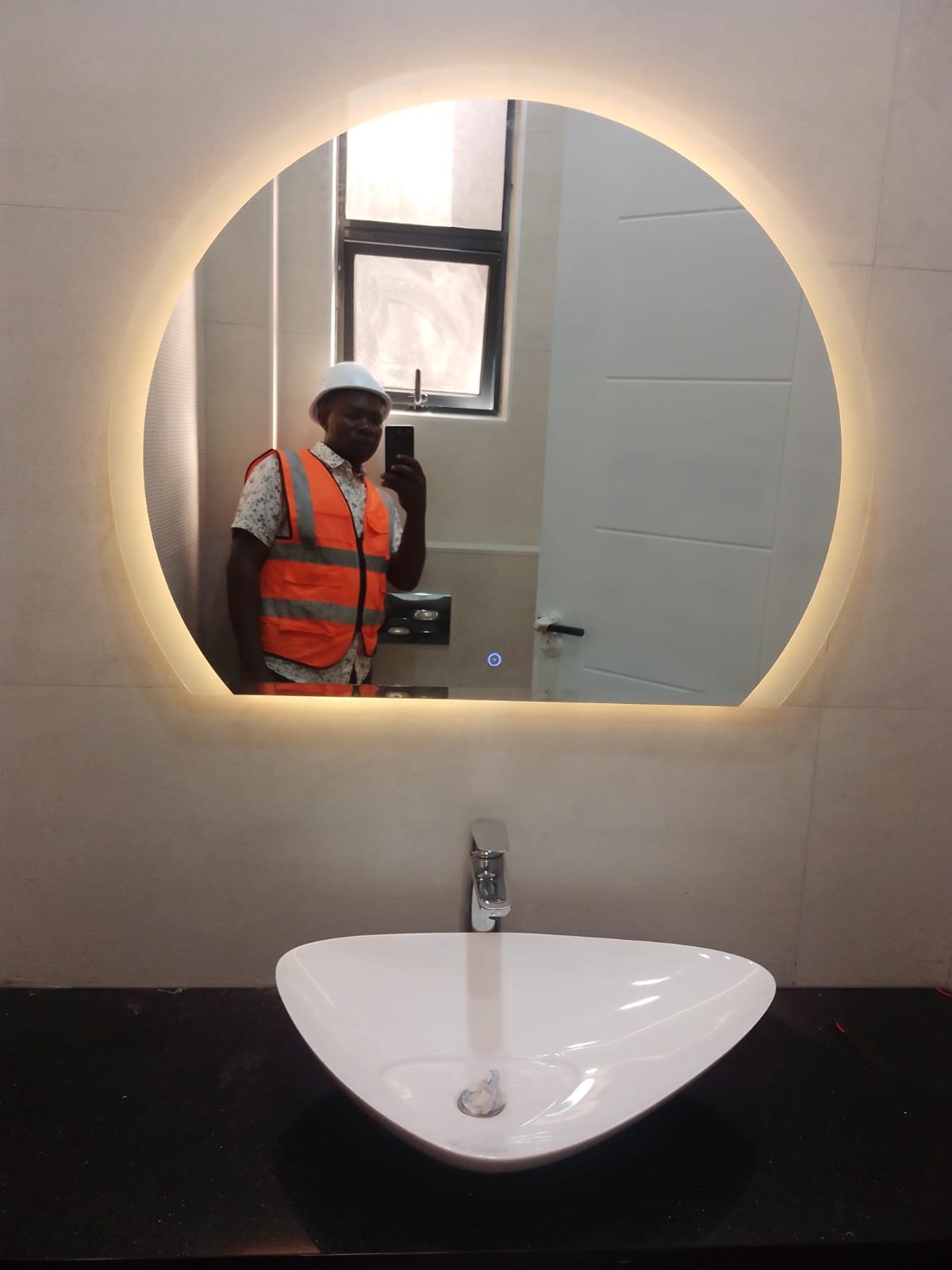 LED 3/4 Moon Backlit Bathroom Mirror