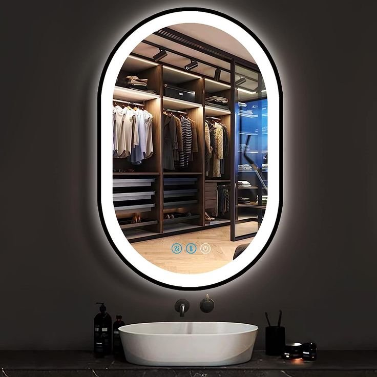 Oval Framed Bathroom Mirror