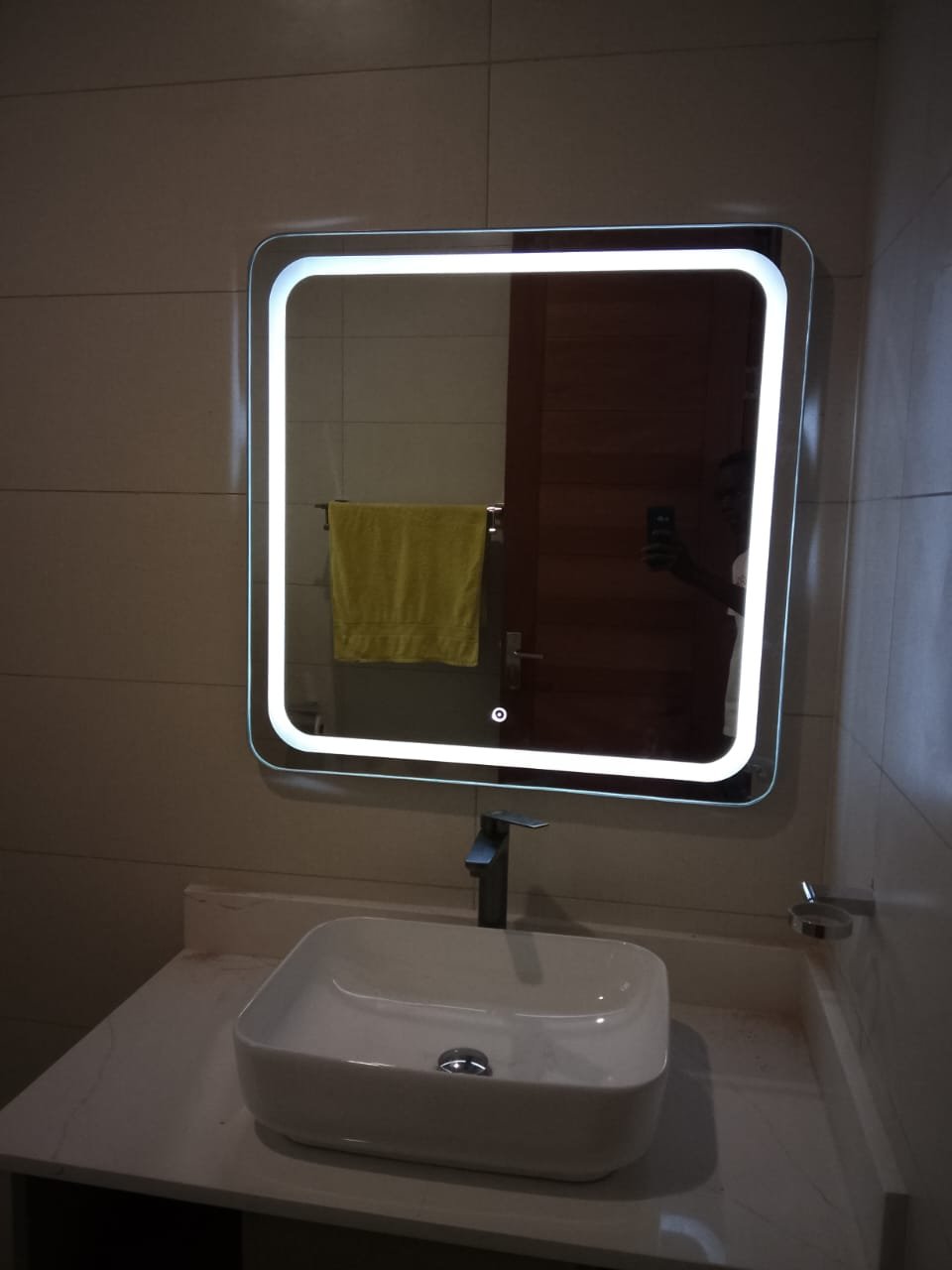 Square Backlit Bathroom Mirror